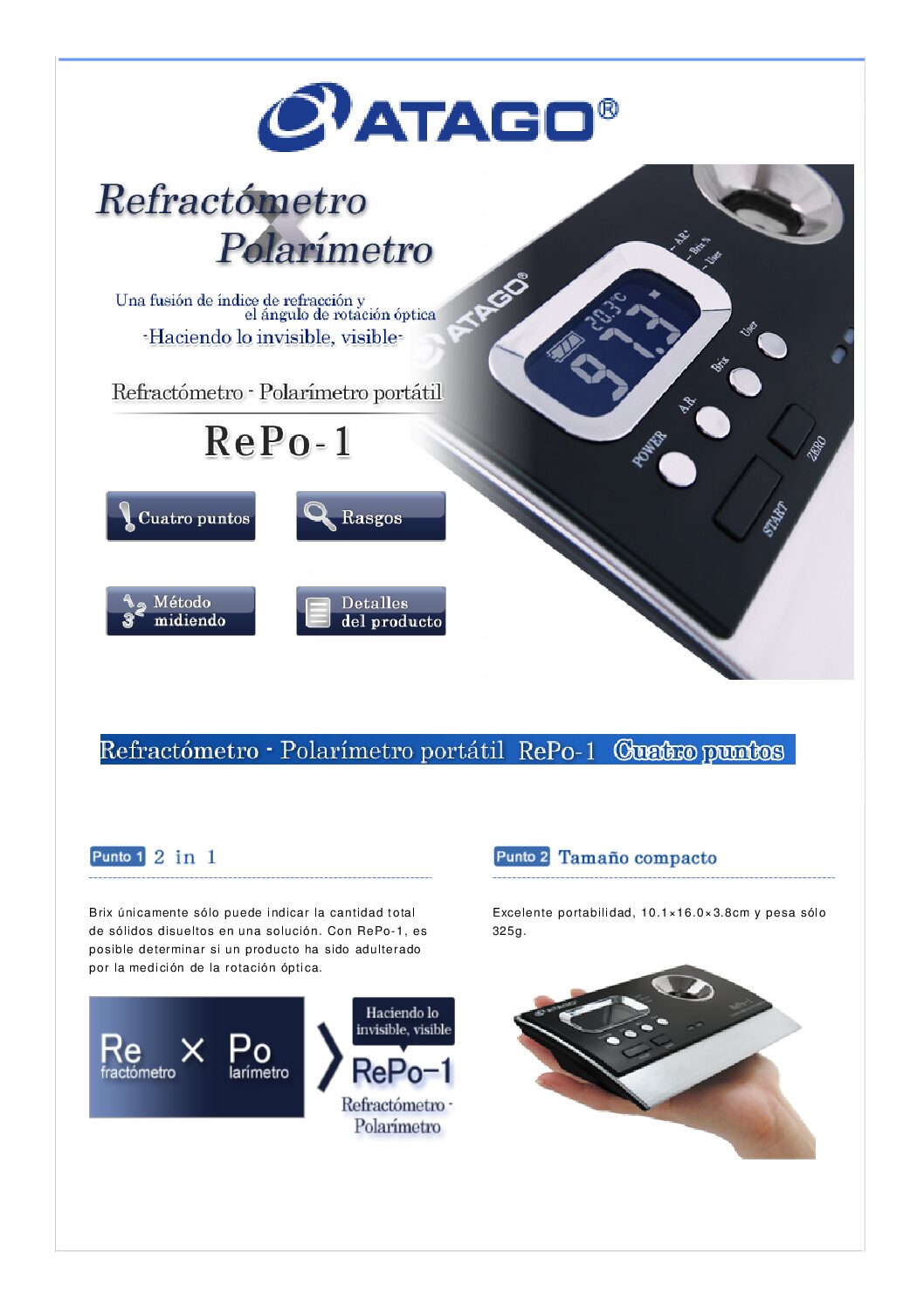 Refractómetro ATAGO RePo-1 - Refratómetro y Polarímetro Portátil - Imagen 4